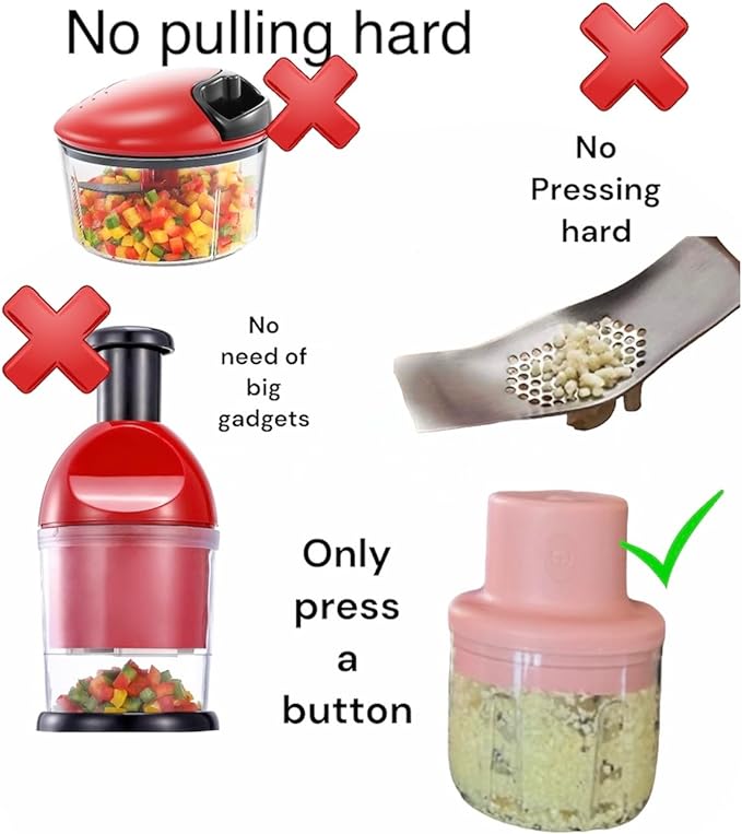 deevudi Mini Usb Wireless Electric Garlic Chopper, Mini Food Chopper Garlic Mincer Blender Meat Grinder Waterproof Rechargeable Food Processor (Electric Mini Garlic Grinder), 45 Watts